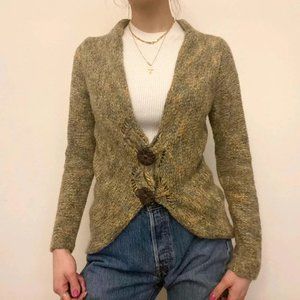 VTG Grunge Earth Fairy Grandmacore DEX FRESH Crochet Double Button Knit Cardigan